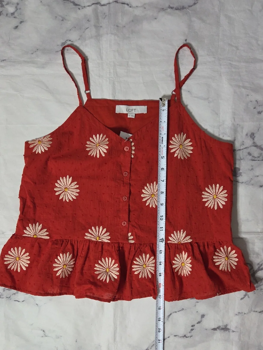 Loft Daisy Embroidered Rust Cotton Cami Top - Picture 3 of 6